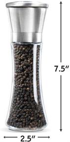 img 1 attached to 🧂 Stainless Steel Salt and Pepper Shakers Grinders- Refillable Coarseness Adjustable Mills with Glass Refill for Sea Salt, Small Peppercorn, and Black Pepper- Perfect Addition to Home Kitchen (Single Package)