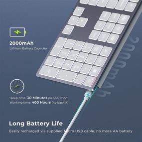 img 2 attached to 💡 seenda Rechargeable Backlit Keyboard Full Size Ultra Slim 2.4G Wireless Illuminated Keyboard with Numeric Keypad for Computer Desktop PC Laptop Notebook Surface and Windows 10/8/7