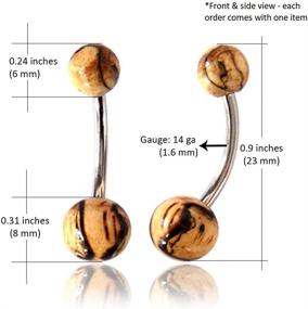 img 3 attached to 🌍 Earth Accessories: Organic Wood Belly Button Ring for Women - Navel Piercing with Surgical Steel