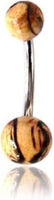 img 4 attached to 🌍 Earth Accessories: Organic Wood Belly Button Ring for Women - Navel Piercing with Surgical Steel