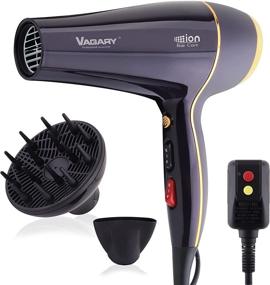 img 4 attached to 💇 VAGARY Professional Salon Hair Dryer 2200w with Negative Ionic Technology, Powerful AC Motor, Low Noise, 2 Speeds, 2 Heat Settings, 1 Cold Button, Includes Diffuser and Concentrator