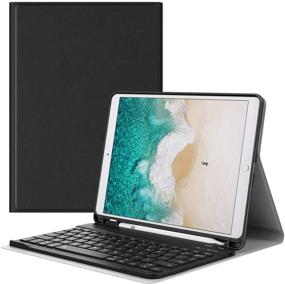 img 4 attached to MoKo Keyboard Case for iPad Air 2019/iPad Pro 10.5 - Wireless Keyboard Cover with Pencil Holder, Black