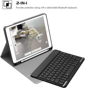 img 3 attached to MoKo Keyboard Case for iPad Air 2019/iPad Pro 10.5 - Wireless Keyboard Cover with Pencil Holder, Black