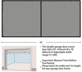 img 1 attached to 🚪 Garage Door Screen: 2 Car 16x7Ft Magnetic Closure Heavy Duty Weighted Bottom Screen - Self Sealing Fiberglass Mesh for Animal Protection - Retractable & Easy Assembly (Black)