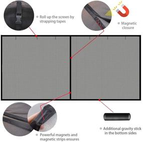 img 3 attached to 🚪 Garage Door Screen: 2 Car 16x7Ft Magnetic Closure Heavy Duty Weighted Bottom Screen - Self Sealing Fiberglass Mesh for Animal Protection - Retractable & Easy Assembly (Black)