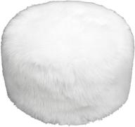 🪑 unstuffed white fur ottoman stool - footstool cover, floor pouf, foot rest, 20x20x12 inches round poof seat, bean bag chair for living room or bedroom - foldable floor chair with storage logo