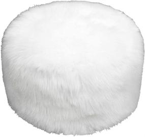 img 4 attached to 🪑 Unstuffed White Fur Ottoman Stool - Footstool Cover, Floor Pouf, Foot Rest, 20x20x12 Inches Round Poof Seat, Bean Bag Chair for Living Room or Bedroom - Foldable Floor Chair with Storage