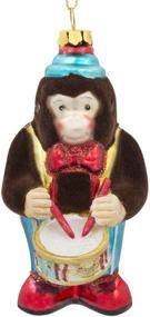 img 4 attached to 🐒 BestPysanky Fluffy Monkey Playing Drums Glass Christmas Ornament: A Fun-filled 4 Inches Addition to your Holiday Décor