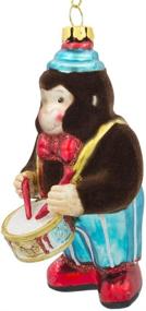 img 3 attached to 🐒 BestPysanky Fluffy Monkey Playing Drums Glass Christmas Ornament: A Fun-filled 4 Inches Addition to your Holiday Décor