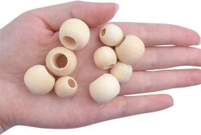 img 1 attached to Premium Quality Natural Wooden Beads: 100 Big Hole Round Wood Loose Beads for DIY Jewelry Making - Size: 20mm and 15mm