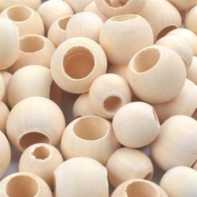 img 2 attached to Premium Quality Natural Wooden Beads: 100 Big Hole Round Wood Loose Beads for DIY Jewelry Making - Size: 20mm and 15mm