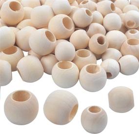 img 4 attached to Premium Quality Natural Wooden Beads: 100 Big Hole Round Wood Loose Beads for DIY Jewelry Making - Size: 20mm and 15mm