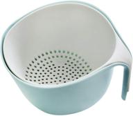 🔵 zeakone 2-in-1 large nest washing colander bowl sets, food strainers with long good grips, kitchen plastic washing bowl and strainer, detachable colanders strainers set, 4.5 quart - blue logo