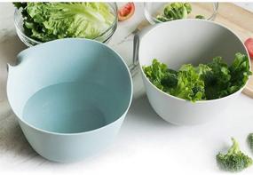 img 2 attached to 🔵 Zeakone 2-in-1 Large Nest Washing Colander Bowl Sets, Food Strainers with Long Good Grips, Kitchen Plastic Washing Bowl and Strainer, Detachable Colanders Strainers Set, 4.5 Quart - Blue