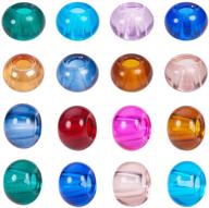 📿 ph pandahall 100pcs 15x10mm rondelle glass large hole european beads - mixed color bead spacers for diy snake chain charm bracelet making with 5mm hole logo