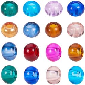 img 4 attached to 📿 PH PandaHall 100pcs 15x10mm Rondelle Glass Large Hole European Beads - Mixed Color Bead Spacers for DIY Snake Chain Charm Bracelet Making with 5mm Hole