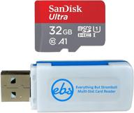 📷 sandisk 32gb micro sdhc ultra memory card compatible with motorola one, moto z4, z3, z3 play, e6, e5, e5 play, e5 plus (sdsquar-032g-gn6mn) bundle with 1 everything but stromboli microsd card reader logo