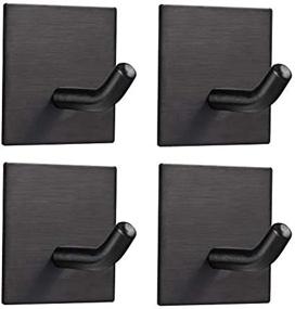 img 2 attached to 🔗 FOMANSH Heavy Duty Adhesive Hooks - Strong Stainless Steel Holder for Kitchen, Bathroom, and Home - 4 Packs Black