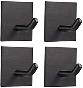 img 1 attached to 🔗 FOMANSH Heavy Duty Adhesive Hooks - Strong Stainless Steel Holder for Kitchen, Bathroom, and Home - 4 Packs Black