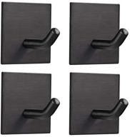 🔗 fomansh heavy duty adhesive hooks - strong stainless steel holder for kitchen, bathroom, and home - 4 packs black logo