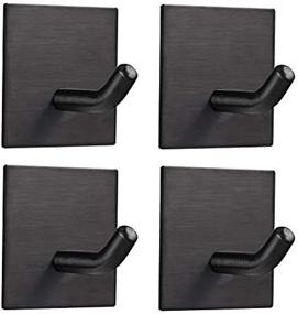 img 3 attached to 🔗 FOMANSH Heavy Duty Adhesive Hooks - Strong Stainless Steel Holder for Kitchen, Bathroom, and Home - 4 Packs Black