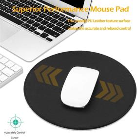 img 1 attached to 🖱️ ProElife Premium Mouse Pad: Stylish PU Leather Round Mousepad with Stitched Edges - 8.66 Inch, Black