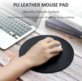 img 3 attached to 🖱️ ProElife Premium Mouse Pad: Stylish PU Leather Round Mousepad with Stitched Edges - 8.66 Inch, Black