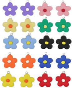 img 4 attached to 🌸 20 Colorful Flower Pendant Charms for DIY Jewelry Making and Crafting - Perfect for Earrings, Bracelets, and Charming Accessories for Girls