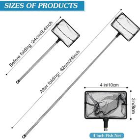 img 3 attached to 🐠 Versatile Aquarium Fish Nets: 2-in-1 Mesh Fish Tank Net Set with Stainless Steel Handle - 4 Inch and 6 Inch Sizes, Extendable from 12.5 to 27.5 Inches - Essential Fish Catching Accessory for Aquarium Enthusiasts