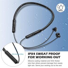 img 1 attached to 🎧 Black Wireless Neckband Headphones - Bluetooth 5.0 Lightweight Stereo Earbuds with Magnetic, Ideal Wireless Sports Sweatproof Headset with Mic for iPhone Running Sports