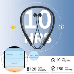 img 3 attached to 🎧 Черные беспроводные наушники на оголовье - Bluetooth 5.0 Легкие стереонаушники с магнитом, идеальная беспроводная потовлагозащищенная гарнитура с микрофоном для iPhone спорта и бега