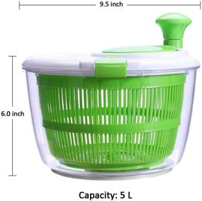 img 2 attached to 🥗 5 QT Large Salad Spinner with Free Silicone Tongs - Manual Lettuce Spinner, Secure Lid Lock & Rotary Handle, Quick Dry & Drain Lettuce with Ease for Faster Food Prep - Vegetable Washer Dryer