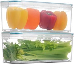 img 3 attached to 🥦 Komax Biokips Fridge Storage Containers with Dripping Tray (118 oz) - 2-Pack Vegetable and Fruit Containers for Refrigerator - Airtight Lids for Meat, Cheese, and Fish