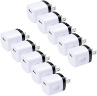 10-pack usb wall charger hootek 1a/5v single port cube power adapter charging block box for iphone 13 12 11 pro max/xr/xs/x/8, samsung galaxy s20 ultra 5g, moto, android phones logo