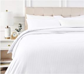 img 4 attached to 🛏️ Набор Amazon Basics с ярким белым полосатым микроволоконным декоративным чехлом на одеяло - полный или королевский размер: Превосходное качество и стиль