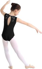 img 2 attached to 🩰 Ranrann Sleeveless Kids Girls Turtle Neck Leotard with Lace Splice, Keyhole Back, Ideal for Ballet Dance and Gymnastics, Activewear Attire