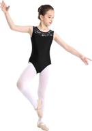 🩰 ranrann sleeveless kids girls turtle neck leotard with lace splice, keyhole back, ideal for ballet dance and gymnastics, activewear attire logo