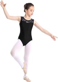 img 4 attached to 🩰 Ranrann Sleeveless Kids Girls Turtle Neck Leotard with Lace Splice, Keyhole Back, Ideal for Ballet Dance and Gymnastics, Activewear Attire