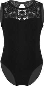 img 1 attached to 🩰 Ranrann Sleeveless Kids Girls Turtle Neck Leotard with Lace Splice, Keyhole Back, Ideal for Ballet Dance and Gymnastics, Activewear Attire