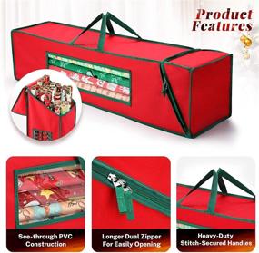img 3 attached to 🎁 Sunkorto Wrapping Paper Storage: 42-inch Long Gift Wrap Organizer with 600D Tear-Proof Fabric - Under Bed Storage for Wrapping Paper Rolls, Christmas & Holiday Accessories