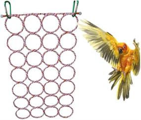 img 3 attached to 🐦 Cotton Rope Ladder Hammock Toy for Bird Cage Perch Stand Swing - Ideal for Parrot, Parakeet, Cockatiel, Conure, Cockatoo, African Grey, Macaw, Eclectus, Amazon, Lovebird, Finch, Canary, Budgie, Hamster, Rat, Tunnel