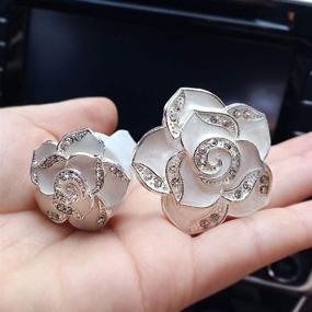 img 3 attached to 🌸 Dazzling 2-Pack Camellia Flowers Car Air Fresheners – Automotive Interior Bling Diamond Clips for Cute Car Decorations and Gifts (White)