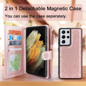 img 2 attached to Harryshell Detachable Magnetic Zipper Wallet Leather Case Cash Pocket With 12 Card Slots Holder Wrist Strap For Samsung Galaxy S21 Ultra 5G (6 Cell Phones & Accessories