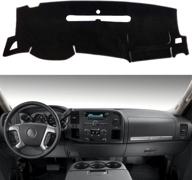 🔝 premium carpet black dashboard cover for gmc sierra and chevrolet silverado - custom fit dash mat for 2007-2013 models with two glove boxes, protects dash sensors logo