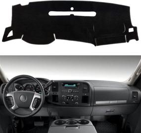 img 4 attached to 🔝 Premium Carpet Black Dashboard Cover for GMC Sierra and Chevrolet Silverado - Custom Fit Dash Mat for 2007-2013 Models with Two Glove Boxes, Protects Dash Sensors