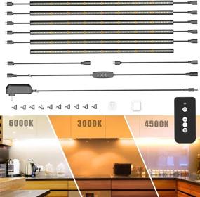 img 4 attached to 🔆 TRUEPIN Under Cabinet LED Lighting Kit - 6PCS 48 LEDs Cabinet Light Strips with Remote Control Dimmer for Kitchen Cabinets, Counters, Closets, and Shelves - 3000-6000K - Cold White, Warm White, Natural White