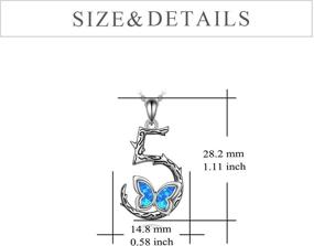 img 1 attached to 🦋 YFN Opal Butterfly Necklace for Women - 5th Lucky Number Pendant Necklace, Sterling Silver - Perfect for 5th Birthday, Graduation, Wedding - Jewelry Gift for Wife, Girlfriend, Girls - Butterfly 5