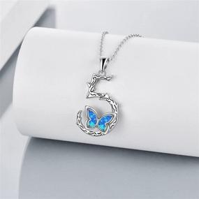 img 3 attached to 🦋 YFN Opal Butterfly Necklace for Women - 5th Lucky Number Pendant Necklace, Sterling Silver - Perfect for 5th Birthday, Graduation, Wedding - Jewelry Gift for Wife, Girlfriend, Girls - Butterfly 5