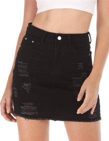 img 1 attached to 👗 Haola Women's Frayed Hem Ripped A-Line Denim Short Skirt - Casual Distressed Fashion