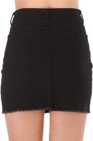 img 2 attached to 👗 Haola Women's Frayed Hem Ripped A-Line Denim Short Skirt - Casual Distressed Fashion